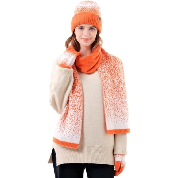 Womens Winter Knit Beanie Hats‎ and Touchscreen Gloves Long Scarf Set with Warm - Picture 6 of 7